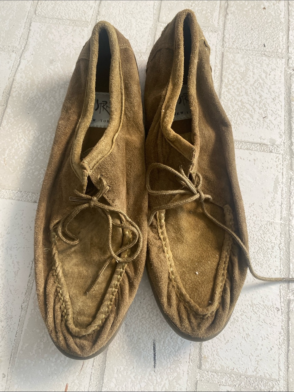 Women's Suede Moccasin Lace-Up Shoes in Tan